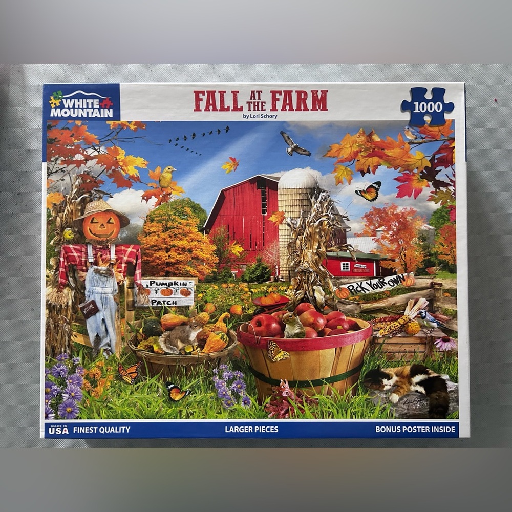 White Mountain Puzzle Fall at the Farm 1000 Piece Complete
